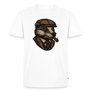Badger Mafioso Gangster avec Cigare - T-shirt Premium bio Homme - blanc - Devant - Nico (187cm)