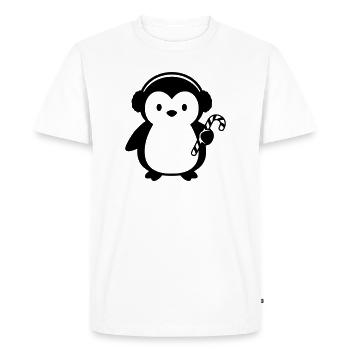 Pingouin mignon avec canne à sucre | Noël - T-shirt Premium bio Homme - blanc - Devant - Nico (187cm)