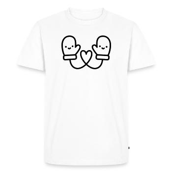 Cute Gloves with Heart | Winter Love - Men's Premium Organic T-Shirt - white - Front - Nico (187cm)