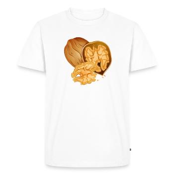 Detailed walnut with open nut - Men's Premium Organic T-Shirt - white - Front - Nico (187cm)