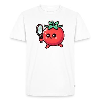 Kawaii Tennis Tomato Cute Funny - Men's Premium Organic T-Shirt - white - Front - Nico (187cm)