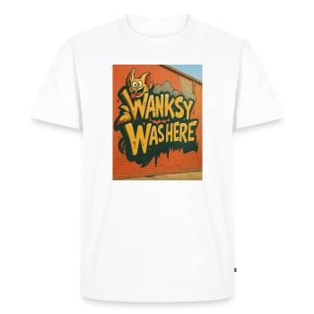 Wanksy Was Here Graffiti - Men's Premium Organic T-Shirt - white - Front - Nico (187cm)