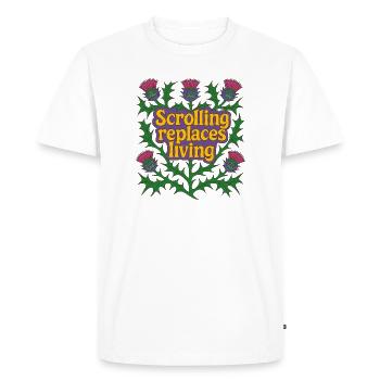 Le défilement remplace la vie - T-shirt Premium bio Homme - blanc - Devant - Nico (187cm)