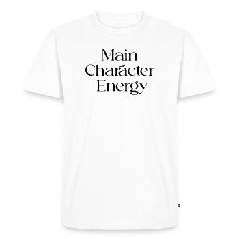 Main_Character_Energy_ _Positive - Men's Premium Organic T-Shirt - white - Front - Nico (187cm)