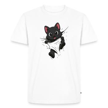 Cute Comic Cat & Kitten – For Kids & Animal Fan - Men's Premium Organic T-Shirt - white - Front - Nico (187cm)