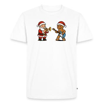 Musique de Noël Duo Père Noël Musicien - T-shirt Premium bio Homme - blanc - Devant - Nico (187cm)