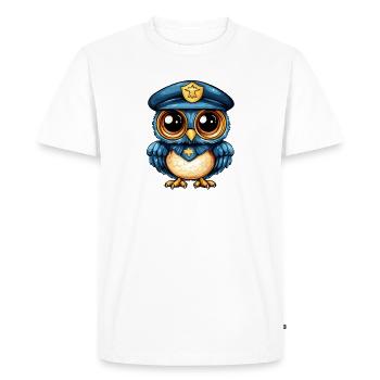 Montre hibou policier bleu - T-shirt Premium bio Homme - blanc - Devant - Nico (187cm)