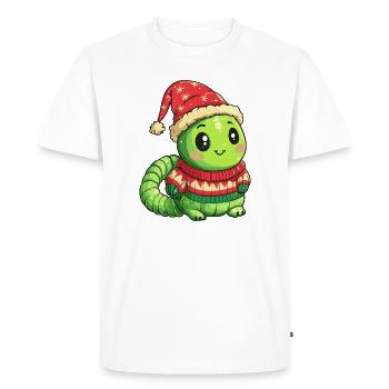 Worm Christmas - Men's Premium Organic T-Shirt - white - Front - Nico (187cm)