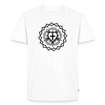 Rose luthérienne et couronne d’épines - T-shirt Premium bio Homme - blanc - Devant - Nico (187cm)