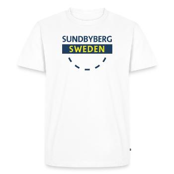 Sundbyberg Suède Montre Rétro Motif - T-shirt Premium bio Homme - blanc - Devant - Nico (187cm)