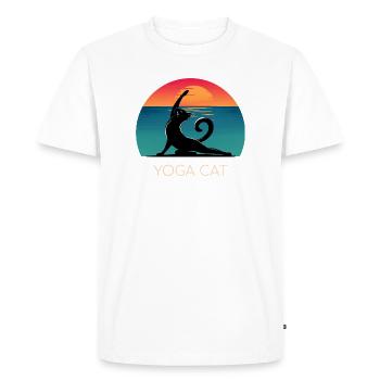 Yoga Cat – Un design décontracté pour les fans de chats - T-shirt Premium bio Homme - blanc - Devant - Nico (187cm)