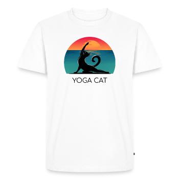 Yoga Cat – Un design décontracté pour les fans de chats - T-shirt Premium bio Homme - blanc - Devant - Nico (187cm)