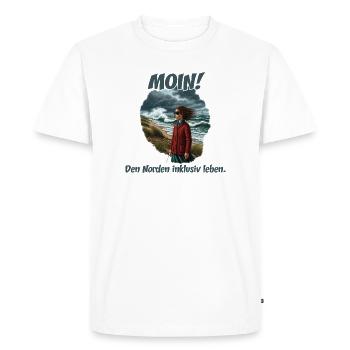 Moin y compris vent côtier - T-shirt Premium bio Homme - blanc - Devant - Nico (187cm)