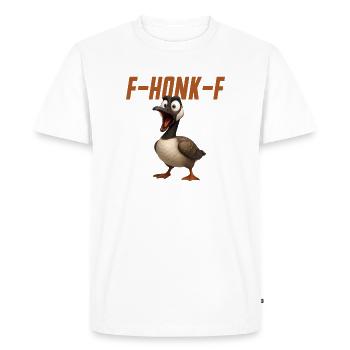 F-Honk-F Oie Drôle d’Oie FHONKF F Honk F - T-shirt Premium bio Homme - blanc - Devant - Nico (187cm)
