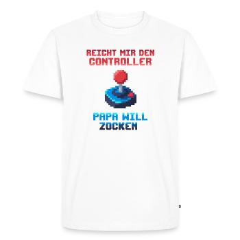 Papa Papa Gamer Gamer Gamer Gamer Gaming - T-shirt Premium bio Homme - blanc - Devant - Nico (187cm)