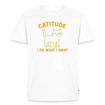 Catitude Cat – Je fais ce que je veux - T-shirt Premium bio Homme - blanc - Devant - Nico (187cm)