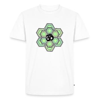 Om Symbol Aum Hexagon Mandala Yoga Meditation - Men's Premium Organic T-Shirt - white - Front - Nico (187cm)