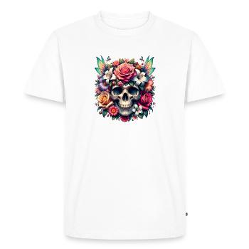 Fleurs Crâne Beauté Floraison - T-shirt Premium bio Homme - blanc - Devant - Nico (187cm)