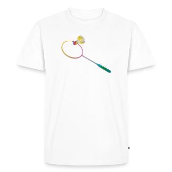 Raquette de badminton colorée avec motif sportif de badminton - T-shirt Premium bio Homme - blanc - Devant - Nico (187cm)