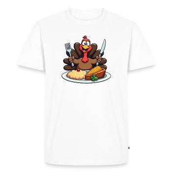 Thanksgiving Drôle Dinde de Thanksgiving - T-shirt Premium bio Homme - blanc - Devant - Nico (187cm)