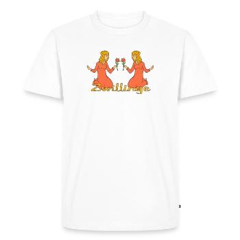 Signe du zodiaque Gémeaux avec une fleur - T-shirt Premium bio Homme - blanc - Devant - Nico (187cm)
