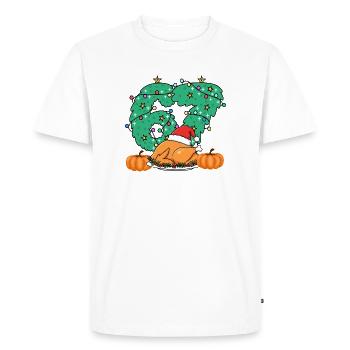Couronne de rôti de Noël gobble numéro 67 merci - T-shirt Premium bio Homme - blanc - Devant - Nico (187cm)