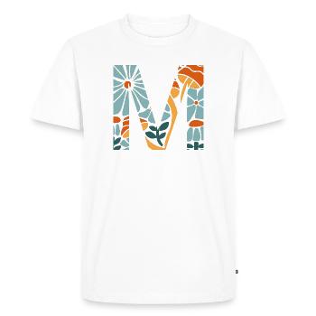 Lettre m fleurs groovy idée cadeau  - T-shirt Premium bio Homme - blanc - Devant - Nico (187cm)