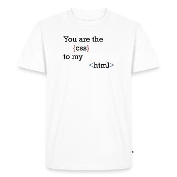 CodeSymbolism, bouclé et incliné - T-shirt Premium bio Homme - blanc - Devant - Nico (187cm)