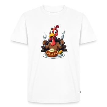 Thanksgiving Drôle Dinde de Thanksgiving - T-shirt Premium bio Homme - blanc - Devant - Nico (187cm)