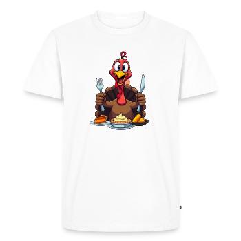 Thanksgiving Drôle Dinde de Thanksgiving - T-shirt Premium bio Homme - blanc - Devant - Nico (187cm)
