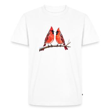 Twin Cardinals in Winter - Men's Premium Organic T-Shirt - white - Front - Nico (187cm)