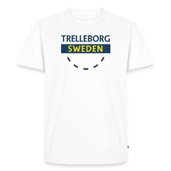 Trelleborg Suède Logo Arc - T-shirt Premium bio Homme - blanc - Devant - Nico (187cm)