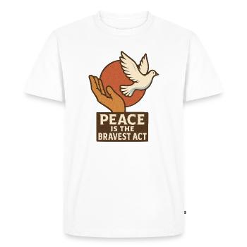 La paix comme acte de bravoure - T-shirt Premium bio Homme - blanc - Devant - Nico (187cm)