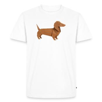 Origami Teckel Noble Brown - T-shirt Premium bio Homme - blanc - Devant - Nico (187cm)