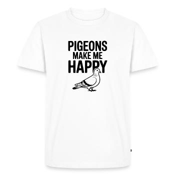 Les pigeons me rendent heureux - T-shirt Premium bio Homme - blanc - Devant - Nico (187cm)
