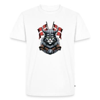 Viking Cat with Helmet - Men's Premium Organic T-Shirt - white - Front - Nico (187cm)
