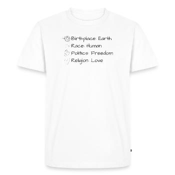 Une seule Terre. Une seule humanité. Un seul amour. - T-shirt Premium bio Homme - blanc - Devant - Nico (187cm)