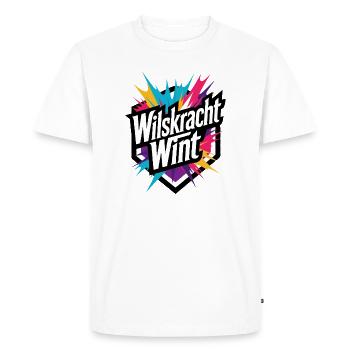 Willpower wins: colorful power motivation - Men's Premium Organic T-Shirt - white - Front - Nico (187cm)