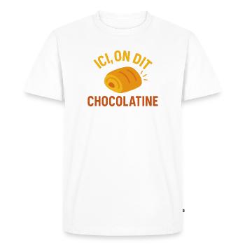 Ici on dit chocolatine - T-shirt Premium bio Homme - blanc - Devant - Nico (187cm)