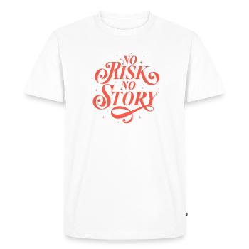AUCUN RISQUE. PAS D’HISTOIRE. - T-shirt Premium bio Homme - blanc - Devant - Nico (187cm)