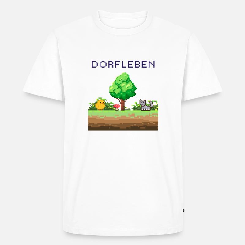 Dorflleben Pixelwelt - Männer Premium Bio T-Shirt - Weiß