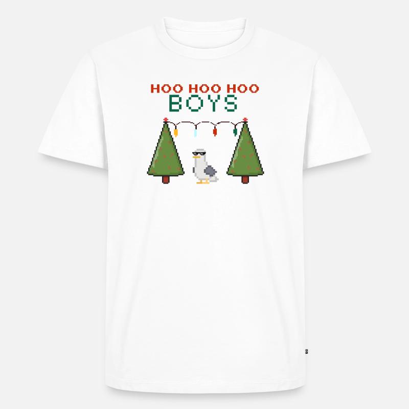 Pixel Seemöwe Weihnachts Boys - Männer Premium Bio T-Shirt - Weiß
