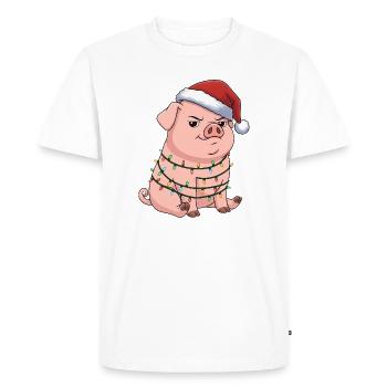 Grumpy Pig Christmas Clumsy Santa Funny - Men's Premium Organic T-Shirt - white - Front - Nico (187cm)
