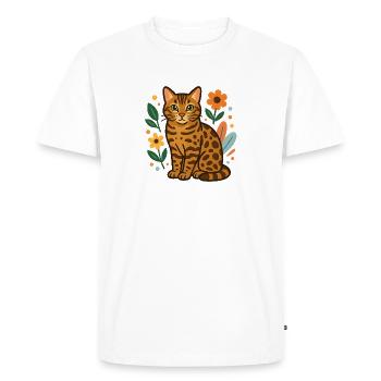 Chat du Bengale parmi les fleurs - T-shirt Premium bio Homme - blanc - Devant - Nico (187cm)