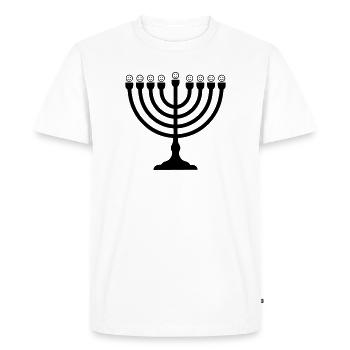 Menorah amusante avec des smileys | Symbole de Hanoukka - T-shirt Premium bio Homme - blanc - Devant - Nico (187cm)