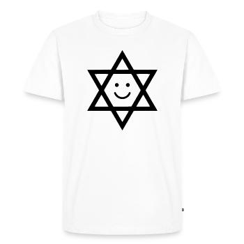 Drôle d’étoile de David avec visage souriant - T-shirt Premium bio Homme - blanc - Devant - Nico (187cm)
