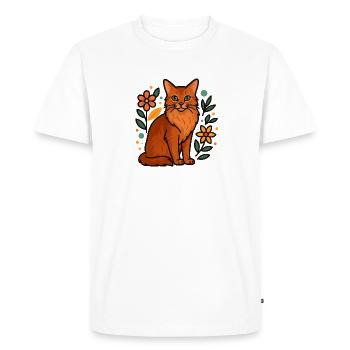 Chat somalien et fleurs - T-shirt Premium bio Homme - blanc - Devant - Nico (187cm)