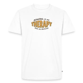 L’aviron est ma thérapie - Rudern ist meine Therapie - T-shirt Premium bio Homme - blanc - Devant - Nico (187cm)