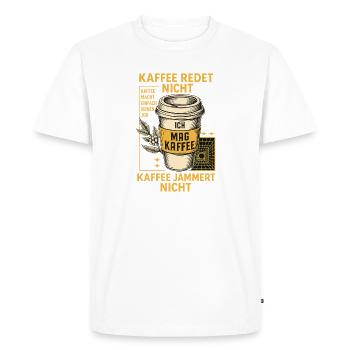 Coffee Doesn't Talk Retro Design - Men's Premium Organic T-Shirt - white - Front - Nico (187cm)