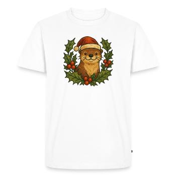 Santa Otter Among Holly - Men's Premium Organic T-Shirt - white - Front - Nico (187cm)